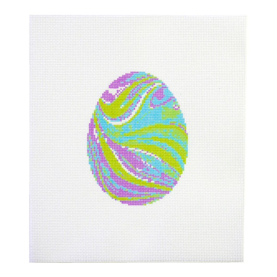 Marbled Egg Needlepoint Canvas - Tropical Lime and Grape
