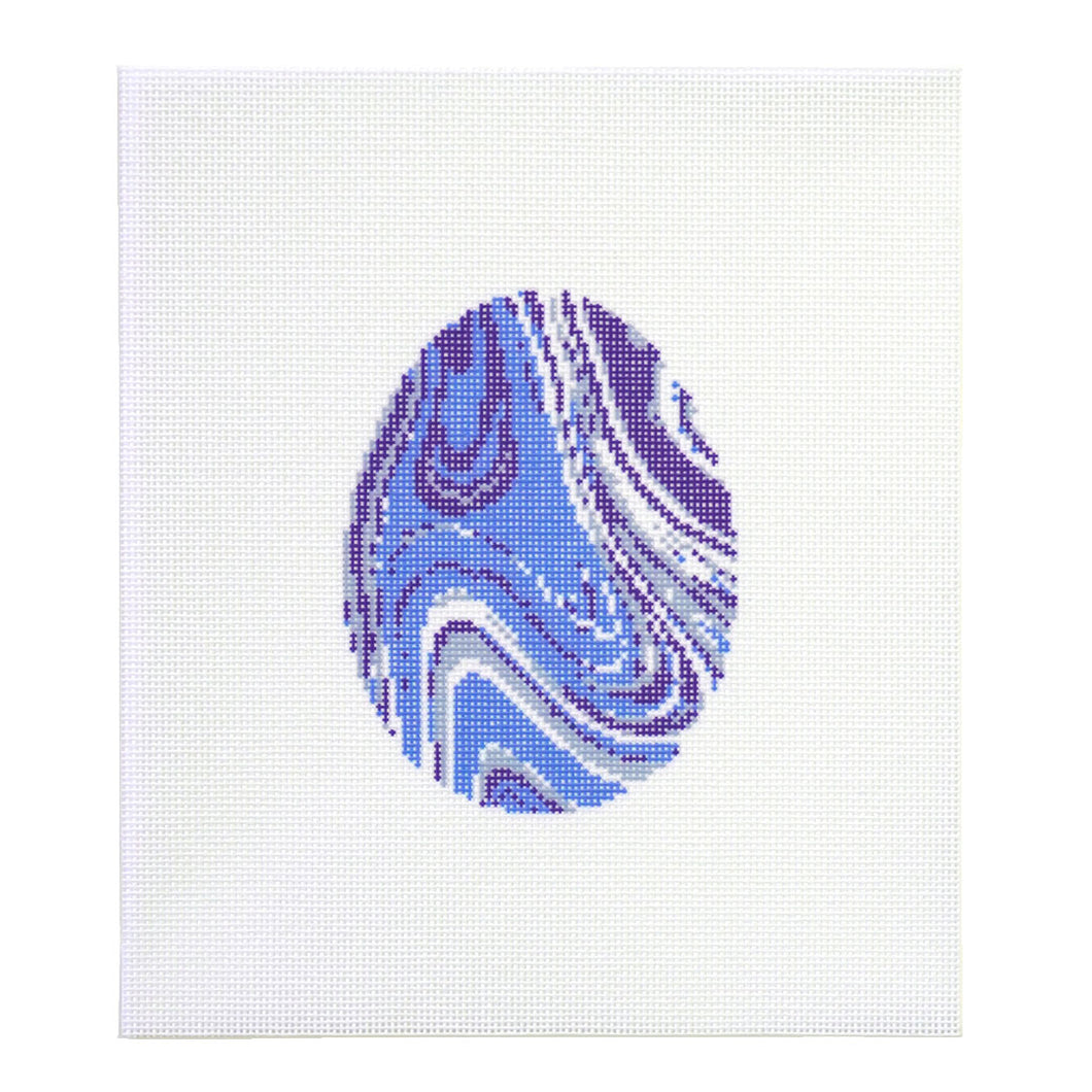 Marbled Egg Needlepoint Canvas - Blue and White