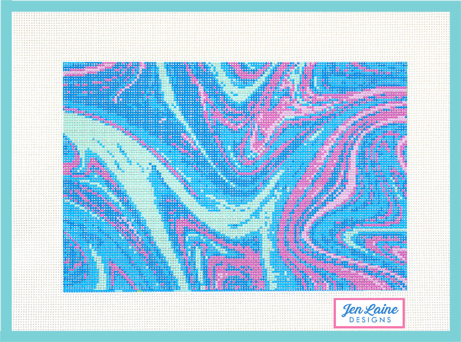 Blue and Pink Swirl Marbled Canvas