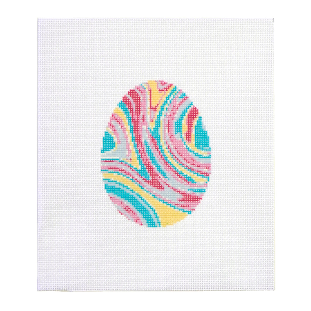 Marbled Egg Needlepoint Canvas - Candy Almond