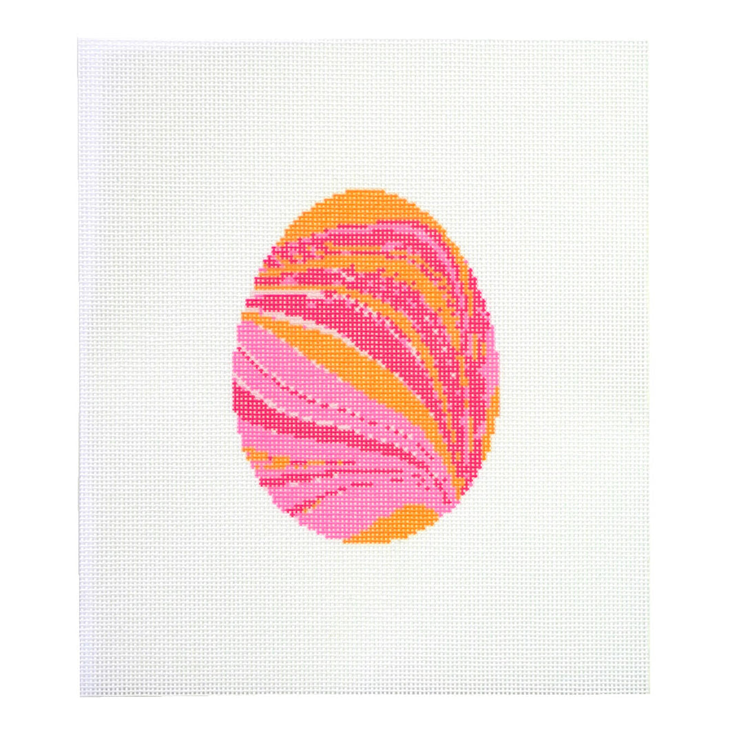 Marbled Egg Needlepoint Canvas - Orange Strawberry Sherbert
